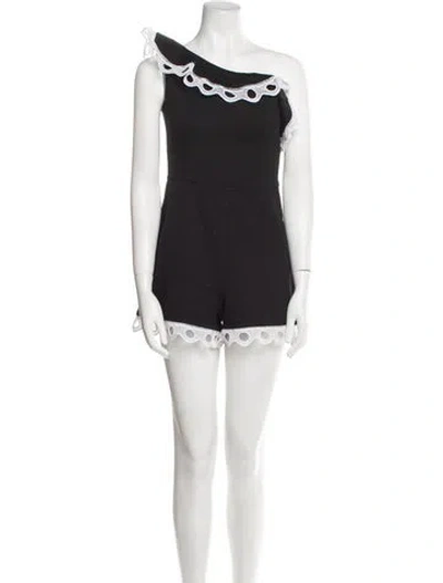 Pre-owned Alexis One-shoulder Romper In Black