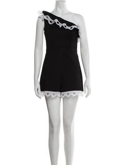Pre-owned Alexis One-shoulder Romper In Black