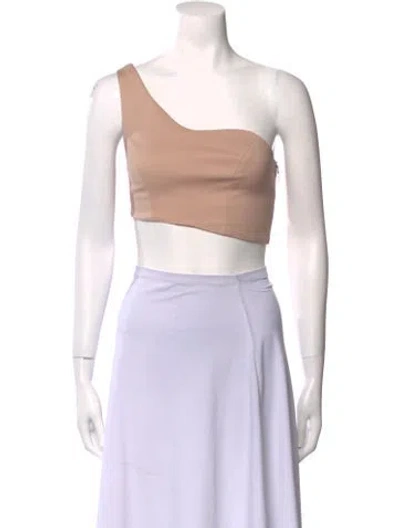 Pre-owned Alexis One-shoulder Sleeveless Crop Top In Neutral