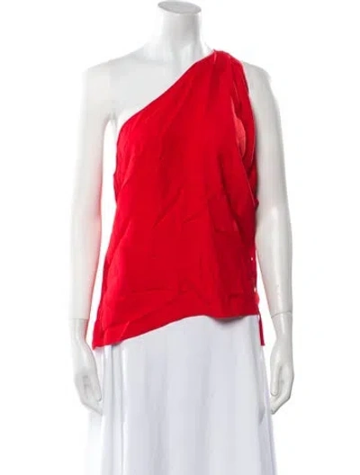 Pre-owned Alexis One-shoulder Sleeveless Crop Top In Red