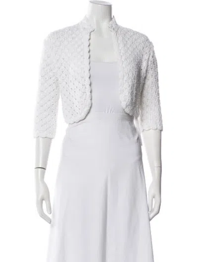 Pre-owned Alexis Open Front Sweater In White