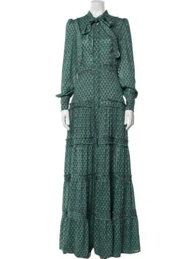 Pre-owned Alexis Paisley Print Long Dress In Green