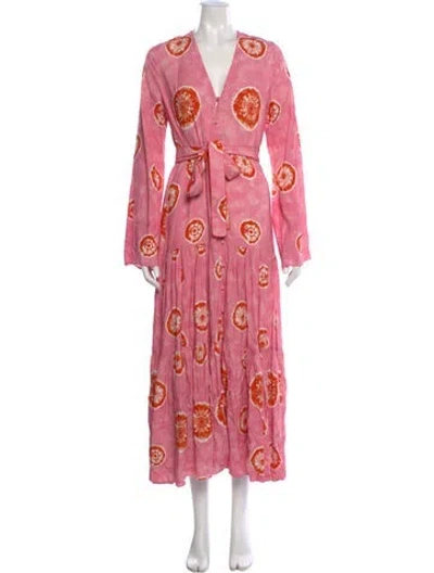 Pre-owned Alexis Paisley Print Long Dress In Pink