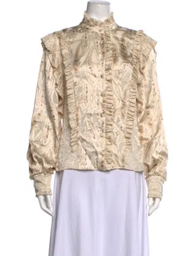Pre-owned Alexis Paisley Print Long Sleeve Blouse In Neutrals