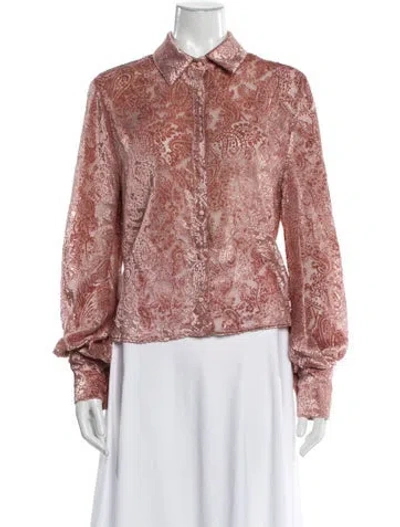 Pre-owned Alexis Paisley Print Long Sleeve Blouse In Pink