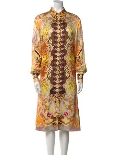 Pre-owned Alexis Paisley Print Midi Length Dress In Neutral