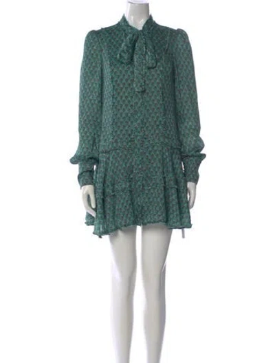 Pre-owned Alexis Paisley Print Mini Dress In Green