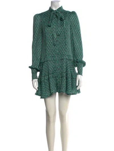 Pre-owned Alexis Paisley Print Mini Dress In Green