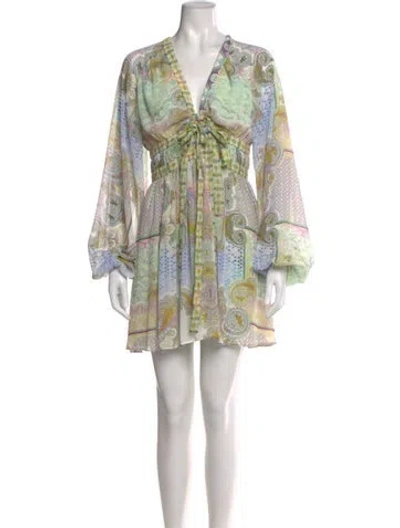 Pre-owned Alexis Paisley Print Mini Dress In Multi