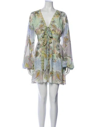 Pre-owned Alexis Paisley Print Mini Dress In Multi