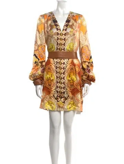 Pre-owned Alexis Paisley Print Mini Dress In Neutrals