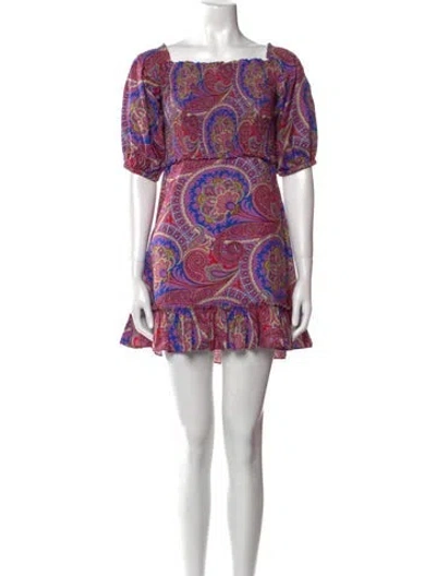 Pre-owned Alexis Paisley Print Mini Dress In Purple