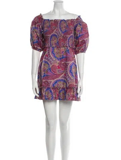 Pre-owned Alexis Paisley Print Mini Dress In Purple