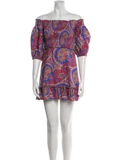 Pre-owned Alexis Paisley Print Mini Dress In Purple