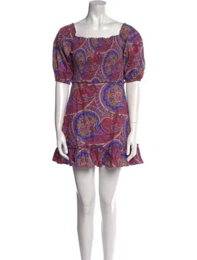 Pre-owned Alexis Paisley Print Mini Dress In Purple