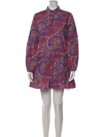 Pre-owned Alexis Paisley Print Mini Dress In Purple