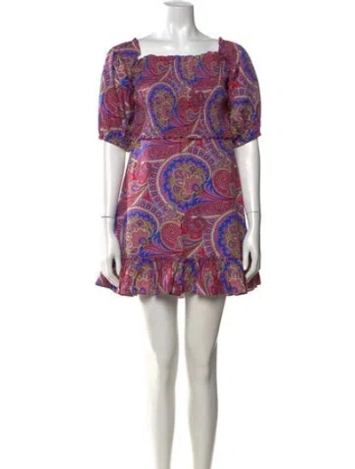 Pre-owned Alexis Paisley Print Mini Dress In Purple