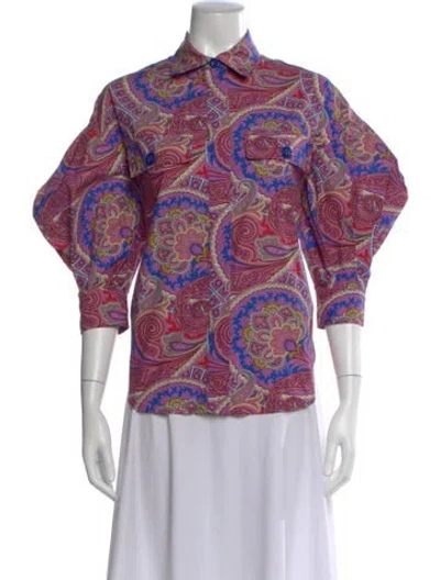 Pre-owned Alexis Paisley Print Three-quarter Sleeve Blouse In Pink