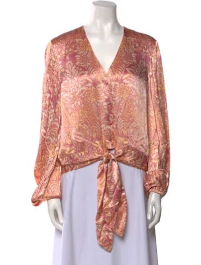 Pre-owned Alexis Paisley Print V-neck Blouse In Pink