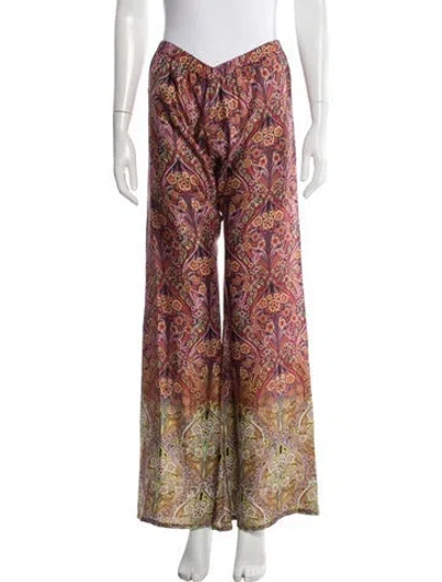 Pre-owned Alexis Paisley Print Wide Leg Pants In Red
