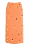Alexis Palmila Embellished Crepe Midi Skirt In Orange