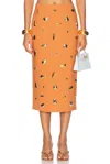 Alexis Palmila Embellished Crepe Midi Skirt In Tangerine