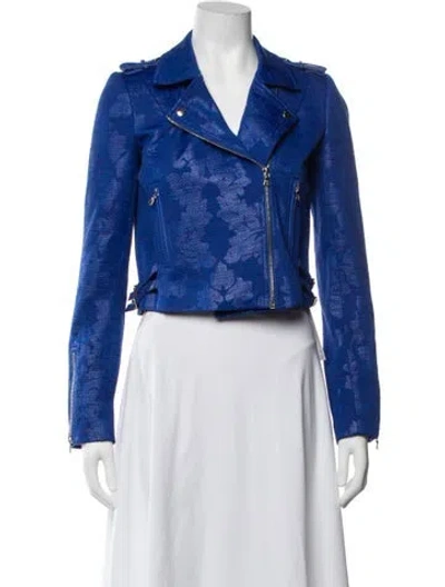 Pre-owned Alexis Patterned Biker Jacket In Blue