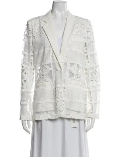 Pre-owned Alexis Patterned Blazer In White
