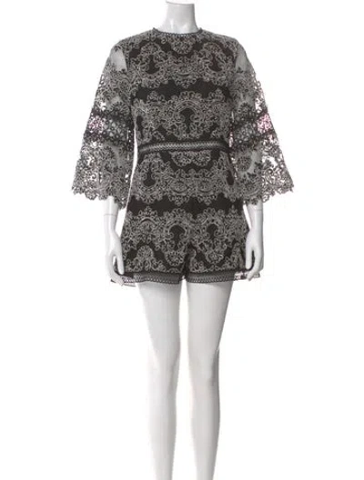 Pre-owned Alexis Patterned Crew Neck Romper W/ Tags In Multi