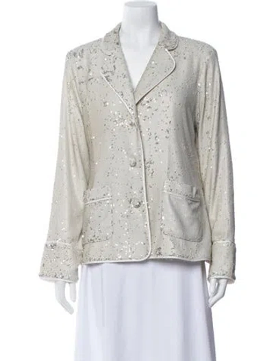 Pre-owned Alexis Patterned Evening Jacket In White