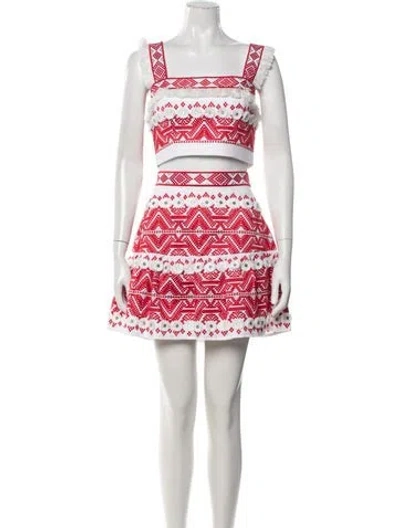 Pre-owned Alexis Patterned Glitter Accents Skirt Set W/ Tags In Red/white