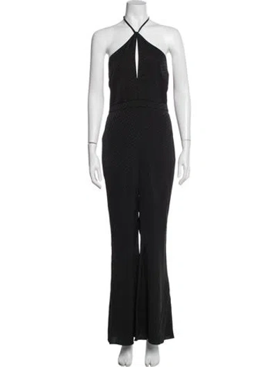 Pre-owned Alexis Patterned Halterneck Jumpsuit In Black