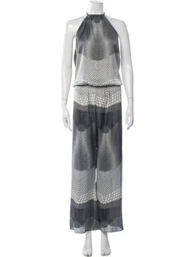 Pre-owned Alexis Patterned Halterneck Jumpsuit In Black