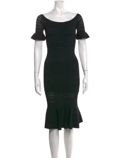 Pre-owned Alexis Patterned Knee-length Dress In Black