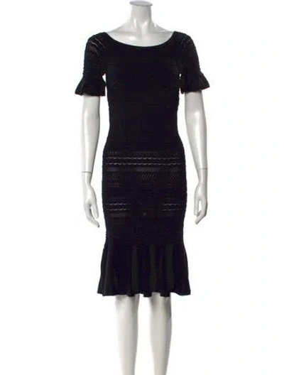 Pre-owned Alexis Patterned Knee-length Dress In Black
