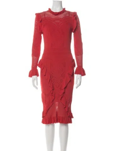 Pre-owned Alexis Patterned Knee-length Dress In Orange