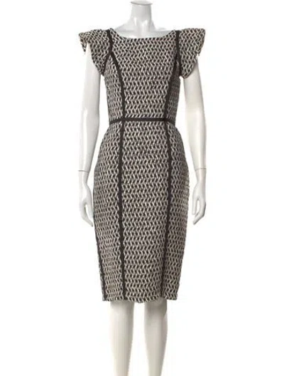 Pre-owned Alexis Patterned Knee-length Dress In White