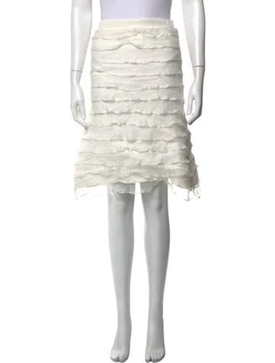 Pre-owned Alexis Patterned Knee-length Skirt In White