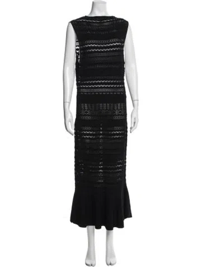 Pre-owned Alexis Patterned Long Dress In Black