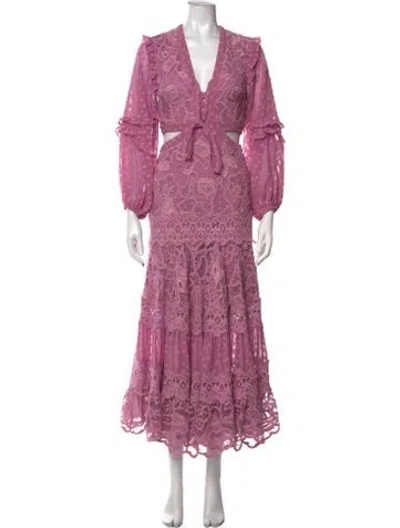 Pre-owned Alexis Patterned Long Dress In Purple