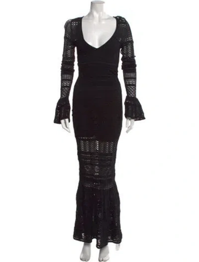 Pre-owned Alexis Patterned Long Dress W/ Tags In Black