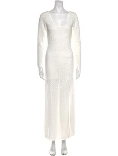 Pre-owned Alexis Patterned Long Dress In White