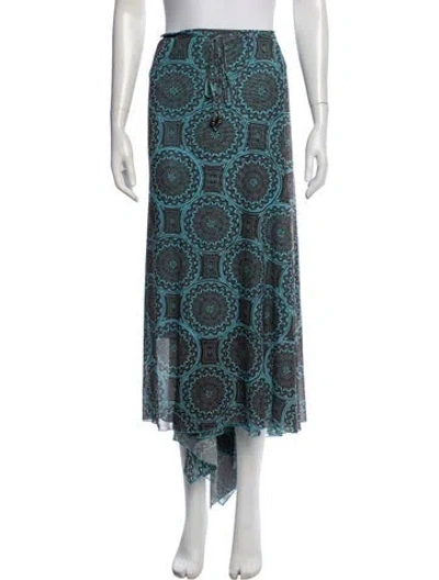 Pre-owned Alexis Patterned Long Skirt In Blue