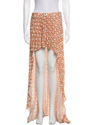 Pre-owned Alexis Patterned Long Skirt In Orange/white