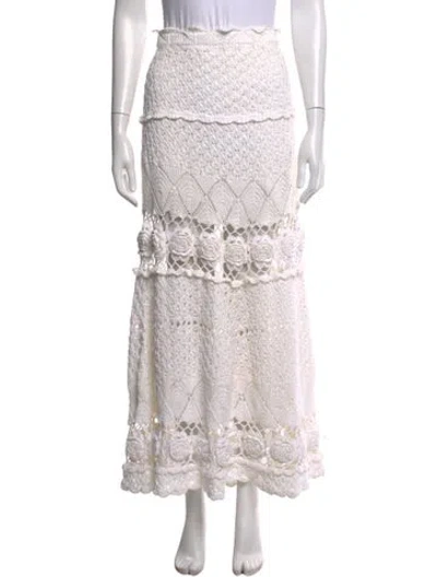 Pre-owned Alexis Patterned Long Skirt In White