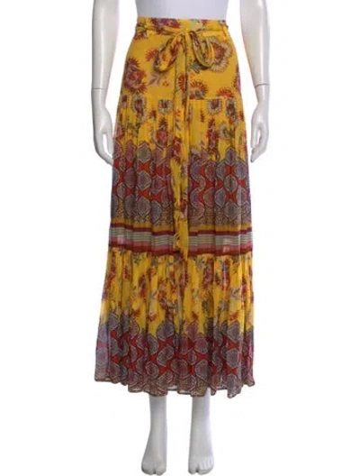 Pre-owned Alexis Patterned Long Skirt In Yellow