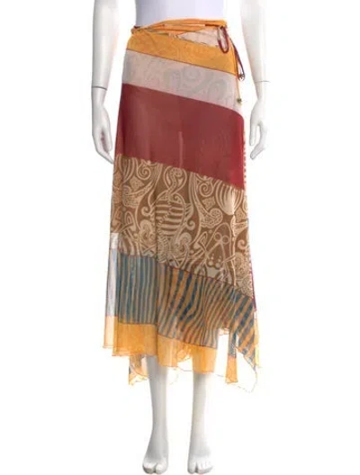 Pre-owned Alexis Patterned Long Skirt In Yellow