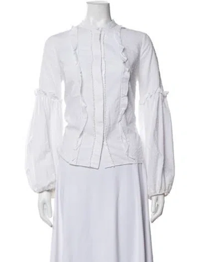 Pre-owned Alexis Patterned Long Sleeve Blouse In Neutrals