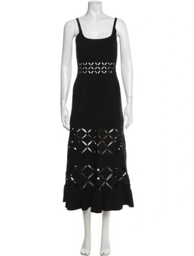 Pre-owned Alexis Patterned Midi Length Dress In Black