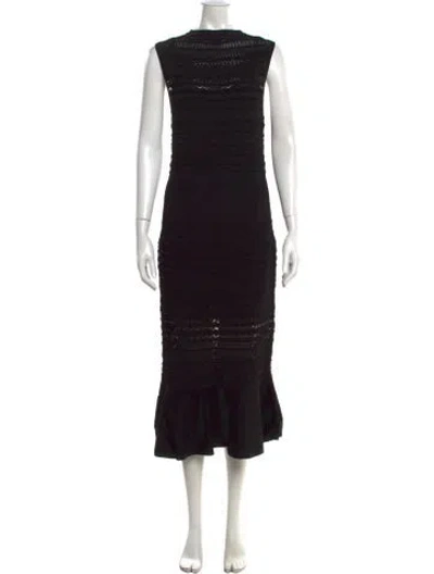 Pre-owned Alexis Patterned Midi Length Dress In Black